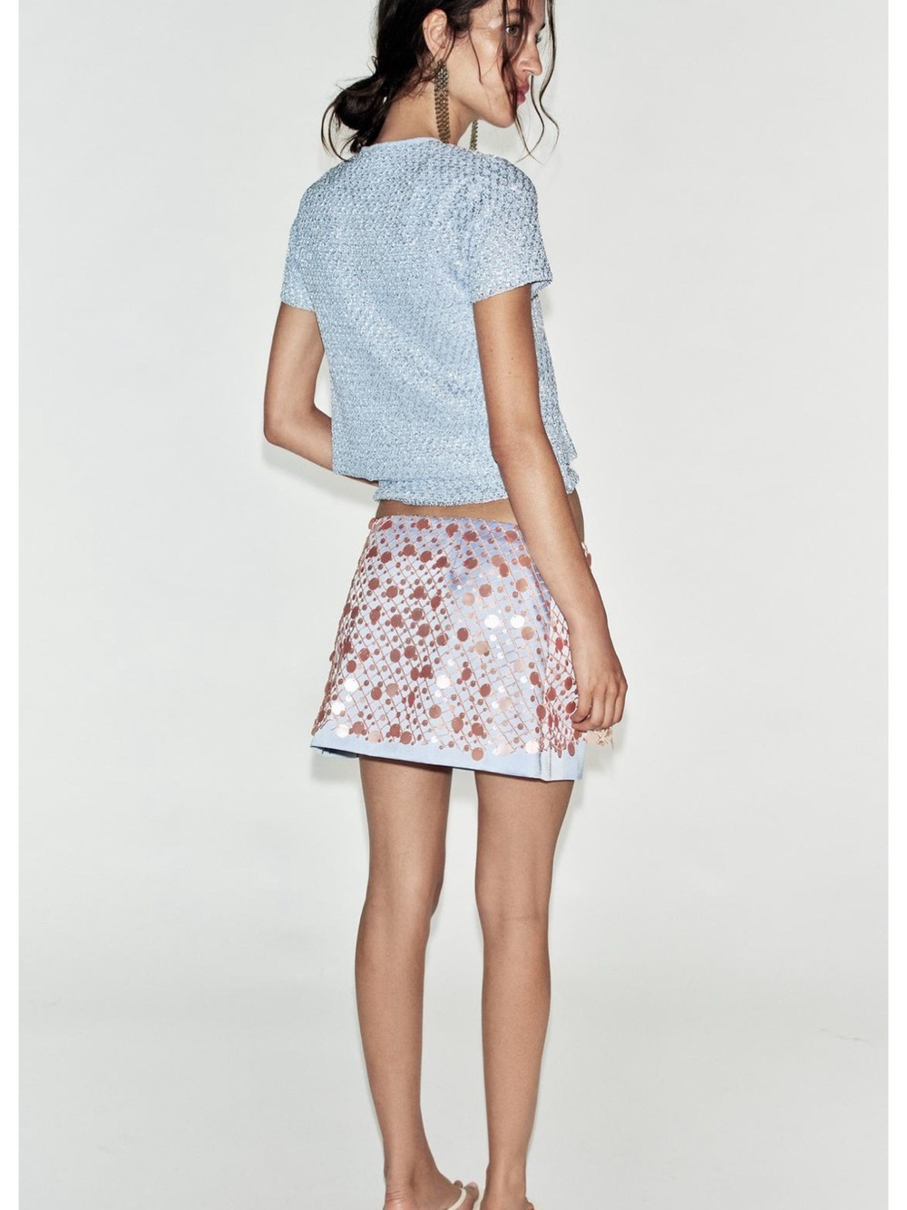 ZARA SEQUIN MINI SKIRT - Picture 2 of 7